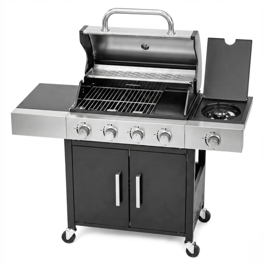 Meridiana Barbecue a Gas Professionale XXL | 5 Fuochi e Piastra in Ghisa - Meridiana